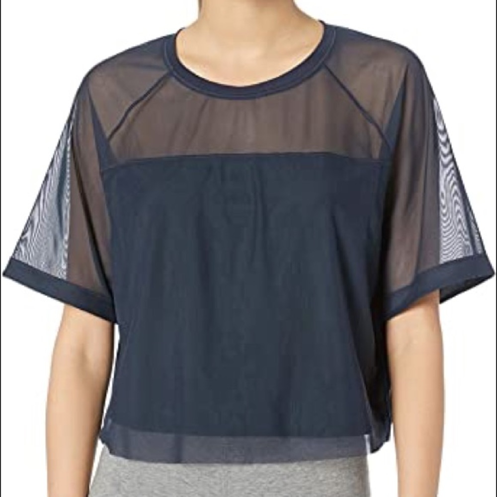 NB Navy Blue feel the cool Mesh Crop Top